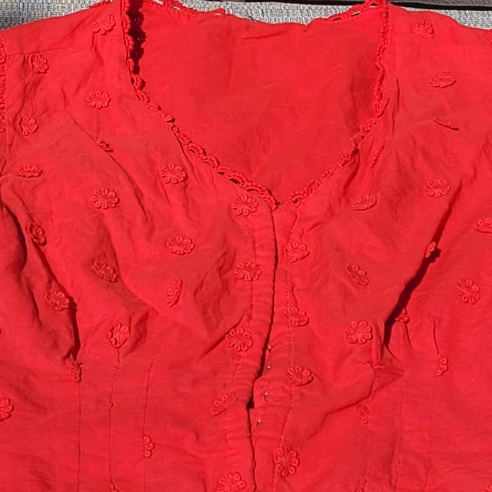 FARM Rio Red Embroidered Crop Top